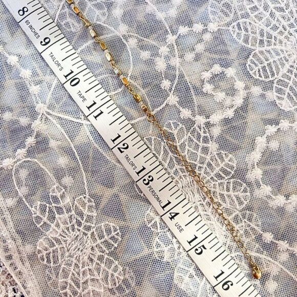 Anklet, Choker or Child’s Gold Box Bead Necklace 12" w 4" Extender - Picture 7 of 9